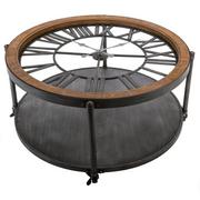 Ławy i stoliki kawowe - Stolik kawowy z motywem zegara metalowy z blatem 90 cm 157157 - miniaturka - grafika 1