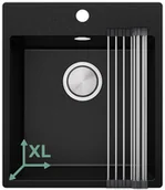Zlewozmywaki - Primagran Zlewozmywak granitowy jednokomorowy Nablatowy bez ociekacza Czarny Ryga 45 MYBKC-A0#N - miniaturka - grafika 1