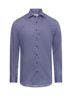 Koszule męskie - Eterna Slim Fit Koszula męska - non-iron Mężczyźni Slim Fit Bawełna niebieski wzorzysty, 38 - miniaturka - grafika 1