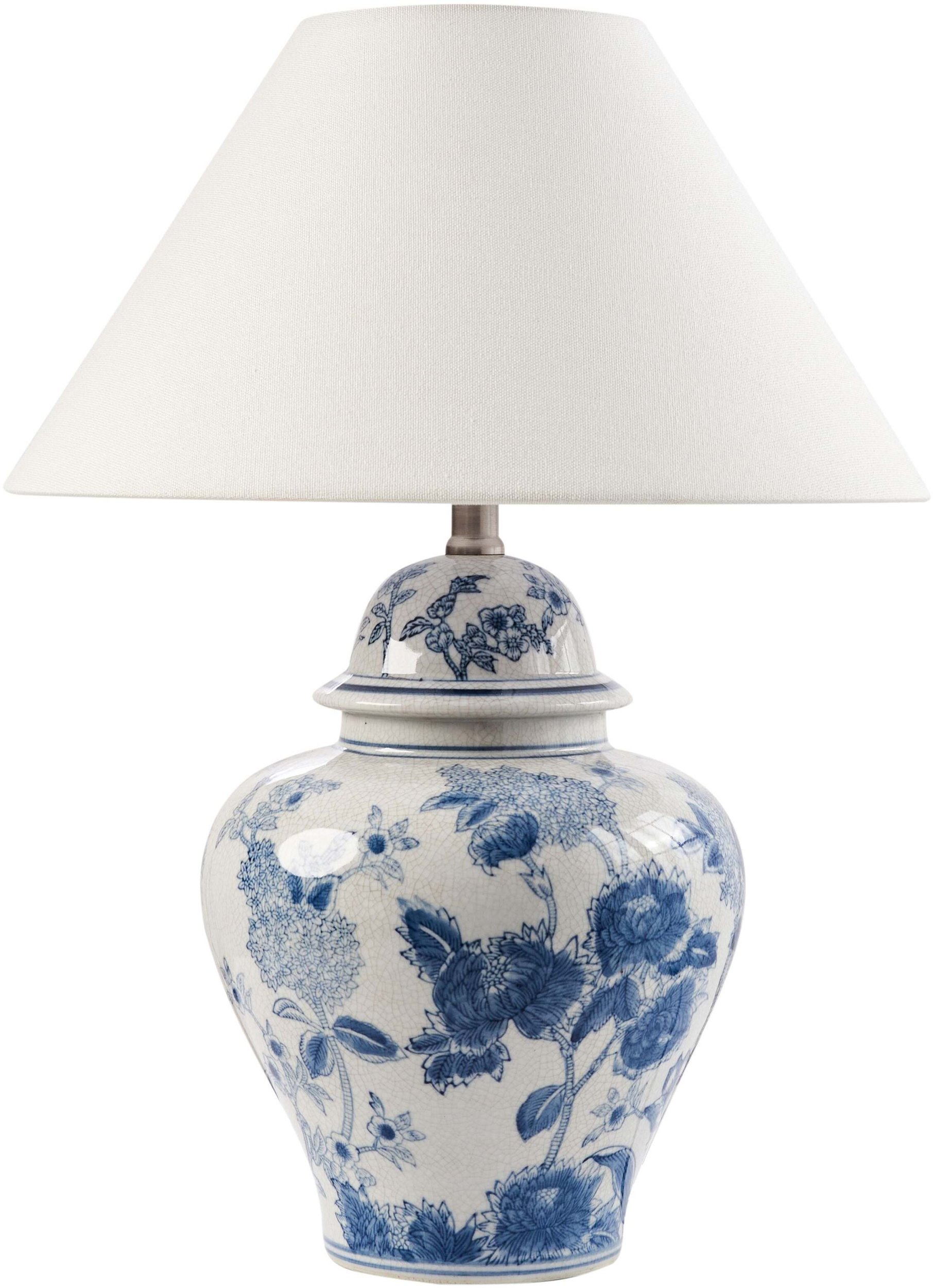 Lampa stołowa Beliani Lampa stołowa SORRAIA Porcelana Biały/ niebieski