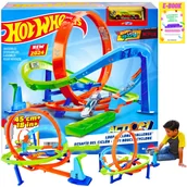 Zabawki konstrukcyjne - HOT WHEELS ACTION - LET'S RACE ZESTAW TORÓW ZAKRĘCONE TORNADO PĘTLI + 1 autko + EBOOK - miniaturka - grafika 1