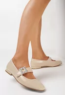 Baleriny - Różowe Balerinki Lakierowane z Paskiem Ozdobionym Klamerką z Cyrkoniami Tiralith - miniaturka - grafika 1