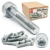 Śruby i nakrętki - Śruba imbusowa M5x30 z łbem walcowym DIN912 kl. 8.8 ampulowa ocynk 1kg - miniaturka - grafika 1
