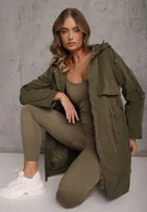 Kurtki damskie - Zielona Przejściowa Kurtka Parka z Rękawami z Możliwością Podpięcia Tinarae - miniaturka - grafika 1