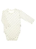 Body dla niemowląt - Dziewczęce body na długi rękaw w czarne kropki kremowe Nicol,r.92 - miniaturka - grafika 1