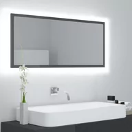 Lustra - vidaXL Lustro łazienkowe z LED, szare na wysoki połysk, 100x8,5x37 cm - miniaturka - grafika 1