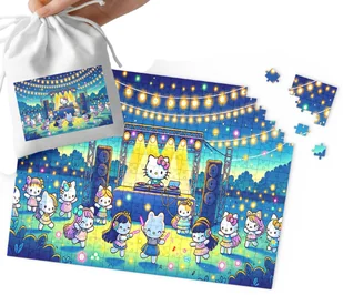 PUZZLE - HELLO KIT.TI KOTKI WZORY Z BAJEK PREZENT NA ŚWIĘTA 192el +WORECZEK - Puzzle - miniaturka - grafika 1