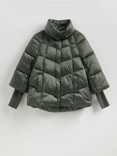 Reserved - Pikowana kurtka z wysokim kołnierzem - zielony - Moda i Uroda OUTLET - miniaturka - grafika 1