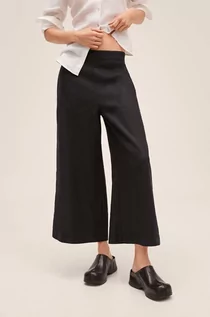 Spodnie damskie - Mango spodnie Lote damskie kolor czarny szerokie high waist - grafika 1