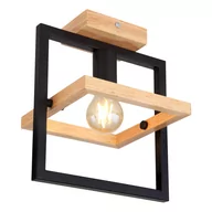 Lampy sufitowe - Globo Erica 15575D plafon lampa sufitowa 1x40W E27 drewniany/czarny - miniaturka - grafika 1