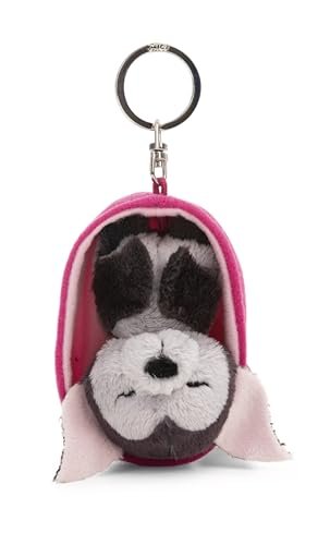 NICI 63165 Sleeping Pets brelok nietoperz w koszyczku, wierny pluszowy towarzysz do plecaka, torby, zawieszka na klucze dla małych i dużych, 8 cm, wielokolorowy