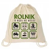 Plecaki worki - WOREK PLECAK BAWEŁNIANY BEŻOWY PREZENT DLA ROLNIKA ROLNIK TO COŚ WIĘCEJ WZ - miniaturka - grafika 1