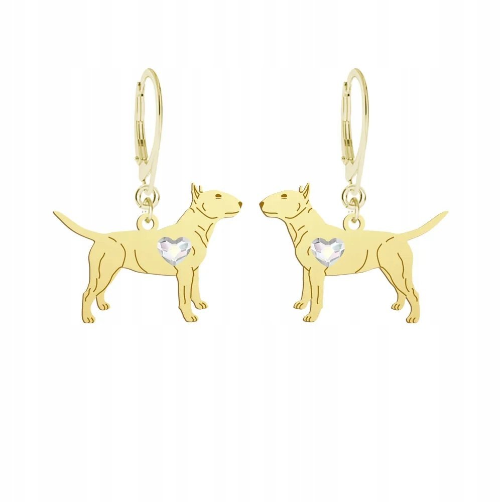 Kolczyki Złote z psem Miniature Bull Terrier 925 Biżuteria GRAWER GRATIS