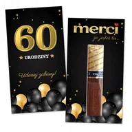 Bombonierki i czekoladki - 10x PODZIĘKOWANIA DLA GOŚCI merci NA 60 URODZINY 10 sztuk - Złote balony - miniaturka - grafika 1