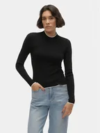 Swetry damskie - Vero Moda Sweter Flouncy 10299604 Czarny Slim Fit - miniaturka - grafika 1