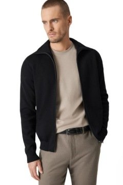 Sweter Męski Czarny Bawełniany Rozpinany ze Stójką Próchnik PM18 XXL