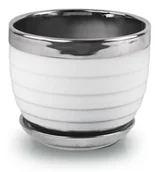 Donice - Biało-srebrna Doniczka z Podstawkiem 16x16 cm - miniaturka - grafika 1