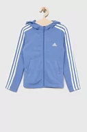 Bluzy dla dziewczynek - Adidas bluza dziecięca G 3S FZ kolor niebieski z kapturem gładka - adidas - miniaturka - grafika 1