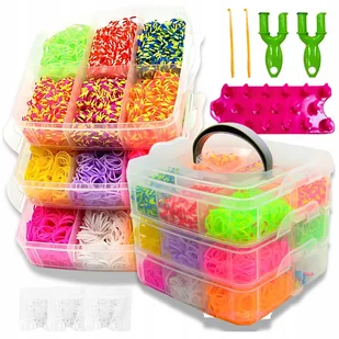Mega Zestaw Gumki do Robienia Bransoletek XL w Kuferku DUŻY Prezent DIY - Prace ręczne dla dzieci - miniaturka - grafika 1