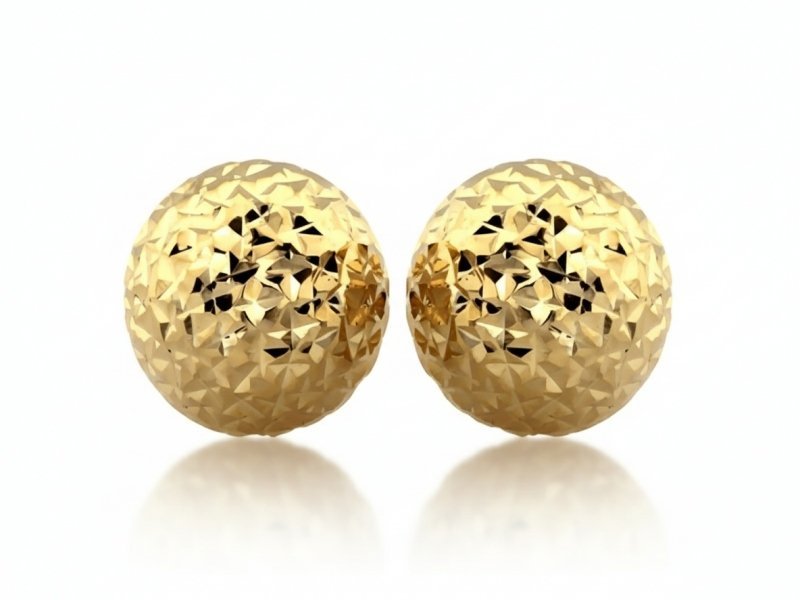 Kolczyki złote 375 diamentowane błyszczące pinezki 8 mm na sztyfcie dla kobiety