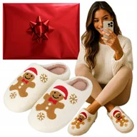 Kapcie damskie - Kapcie świąteczne Gotowy Prezent Na Mikolajki damskie w Pierniki Piernikiem - miniaturka - grafika 1