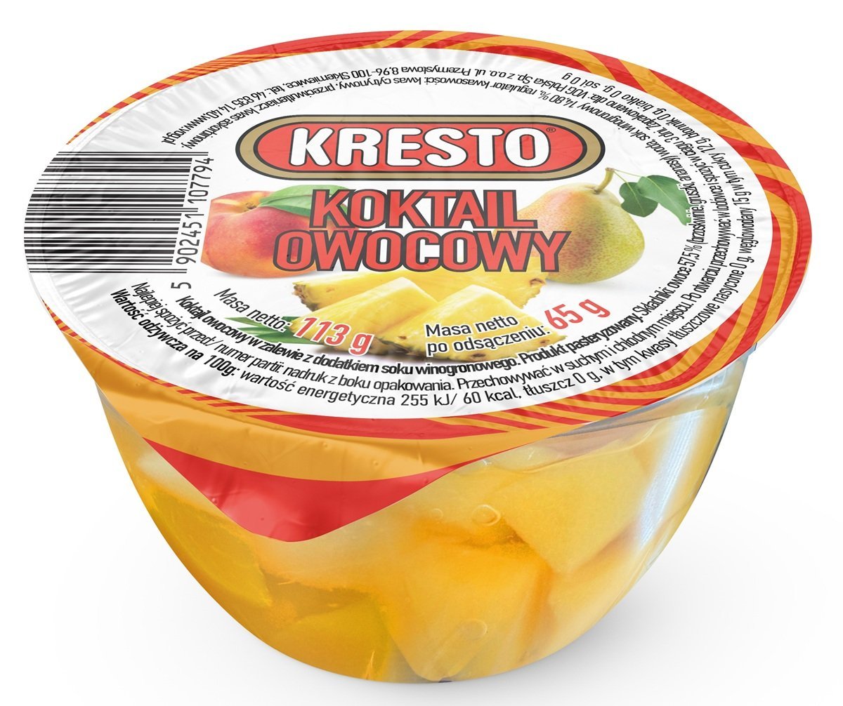 Kresto Owoce, koktajl owocowy w zalewie 113g kubek