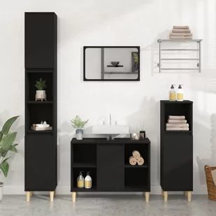 vidaXL Szafka pod umywalkę, czarna, 80x33x60 cm - Szafki łazienkowe - miniaturka - grafika 1