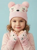 Rękawiczki dla dzieci - Sinsay - Zestaw: Czapka z rękawiczkami - różowy - miniaturka - grafika 1