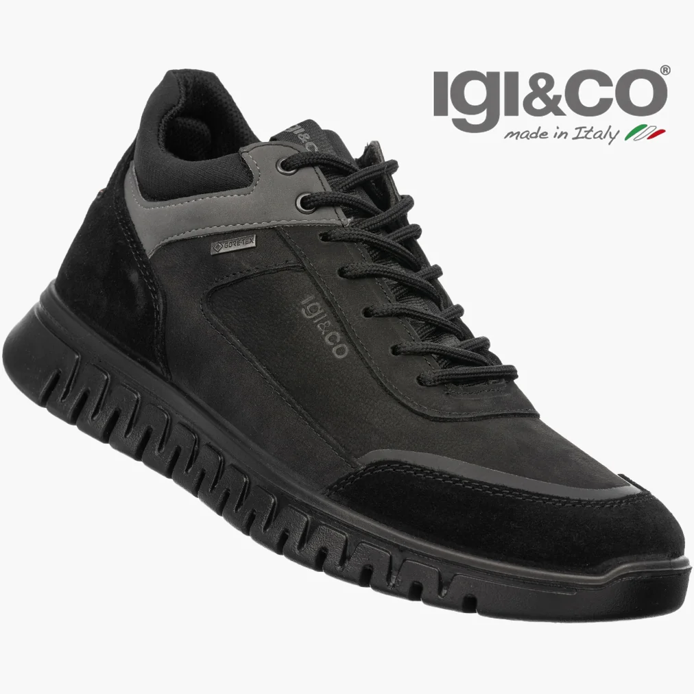 Sneakersy Męskie IGI&CO Skórzane Półbuty Gore-TEX Sportowe Czarne 2116800 46