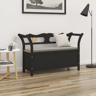 Ławka, czarna, 107x45x75,5 cm, lite drewno jodłowe Lumarko! - Ławki do przedpokoju - miniaturka - grafika 1