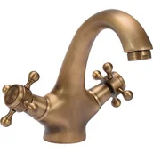 Baterie umywalkowe - Bateria Umywalkowa Kran Stojąca Retro Mosiądz Ant. - miniaturka - grafika 1