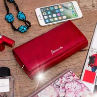 Portfele - Portfel skórzany damski lakierowany duży na suwak czerwony RFiD Alessandro - miniaturka - grafika 1