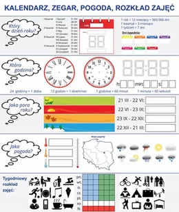 Nakładka magnetyczna KALENDARZ ZEGAR + karty pracy - Tablice i flipcharty - miniaturka - grafika 1