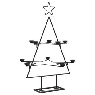 vidaXL Metalowa choinka świąteczna, do dekoracji, czarna, 75 cm - Choinki - miniaturka - grafika 1