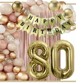 Balony i akcesoria - BALONY złote dekoracje na urodziny cyfra 80 lat beż wild rose gold - miniaturka - grafika 1
