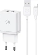 Zasilacze do laptopów - Ładowarka Usams USAMS Ład. siec. 2xUSB 18W + kabel Lightning/USB-A Fast Charging biały/white series HC HCXLTZ01 - miniaturka - grafika 1