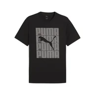 Koszulki sportowe męskie - Męska koszulka Graphics PUMA Wording PUMA Black - miniaturka - grafika 1