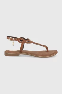 Sandały damskie - Mexx sandały skórzane Sandal Jolene damskie kolor brązowy - grafika 1