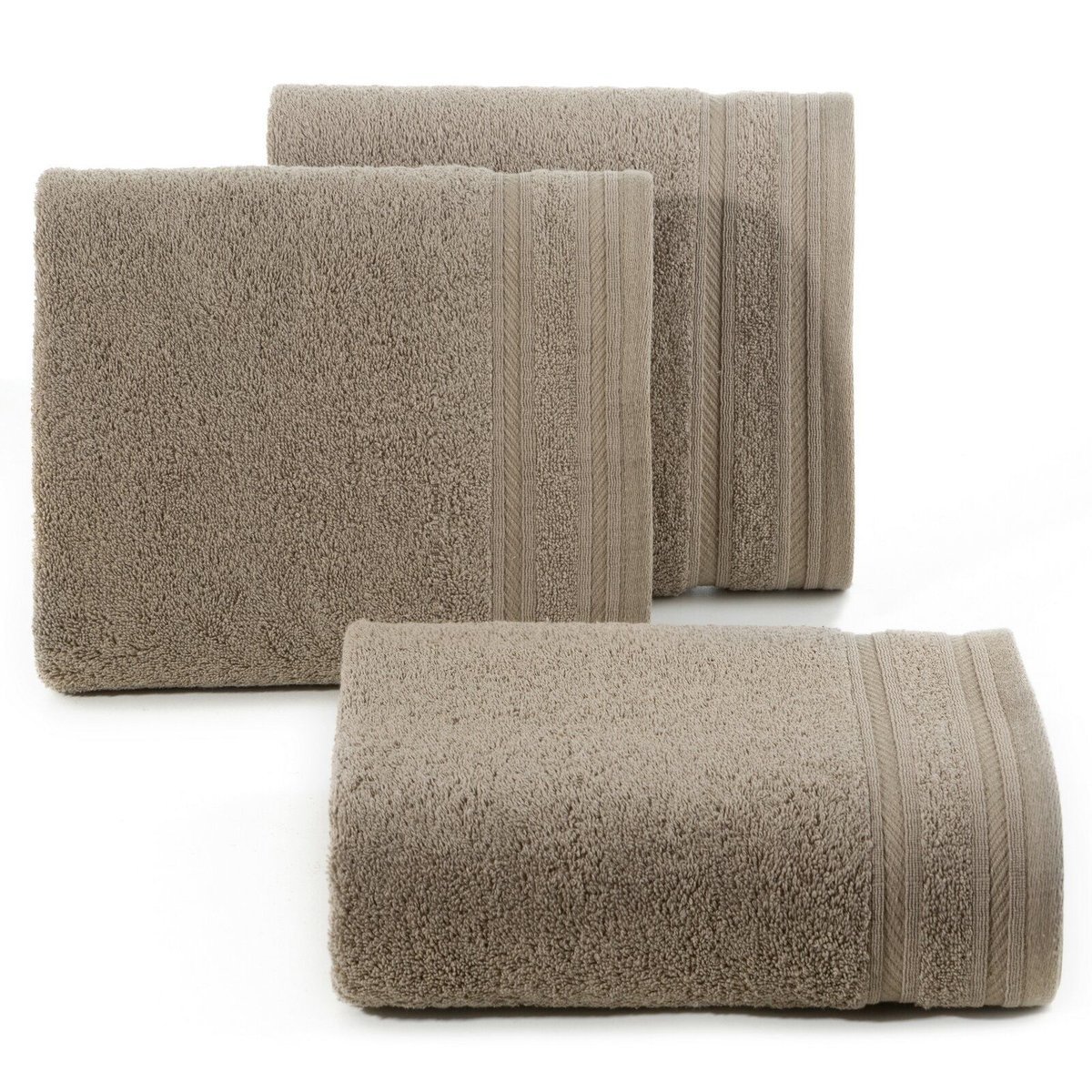 Ręcznik 50X90 cm beżowy bawełna pasy 500 g/m² elegancki