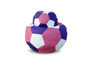 Fotele i pufy dla dzieci - Pufa piłka XXXL worek + gratis biało-różowo-fioletowa - miniaturka - grafika 1