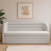 Sofy i kanapy - Sofa z Funkcją Spania FABILLO Rozkładana Lewostronna Biała Nowoczesna - miniaturka - grafika 1