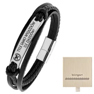 Bransolety męskie - Bransoletka męska skórzana z GRAWEREM plecionka - miniaturka - grafika 1