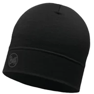 Czapki damskie - BUFF Czapka MERINO LIGHTWEIGHT BEANIE SOLID BLACK onesize Standard - miniaturka - grafika 1