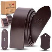 Paski - TRESSARI Skórzany brązowy Pasek 120cm do spodni bez klamry skóra naturalna - miniaturka - grafika 1