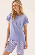Piżamy damskie - Bawełniana piżama damska z rozpinaną górą fioletowa 2419, Kolor fioletowy, Rozmiar 38, INFIORE - Intymna - miniaturka - grafika 1