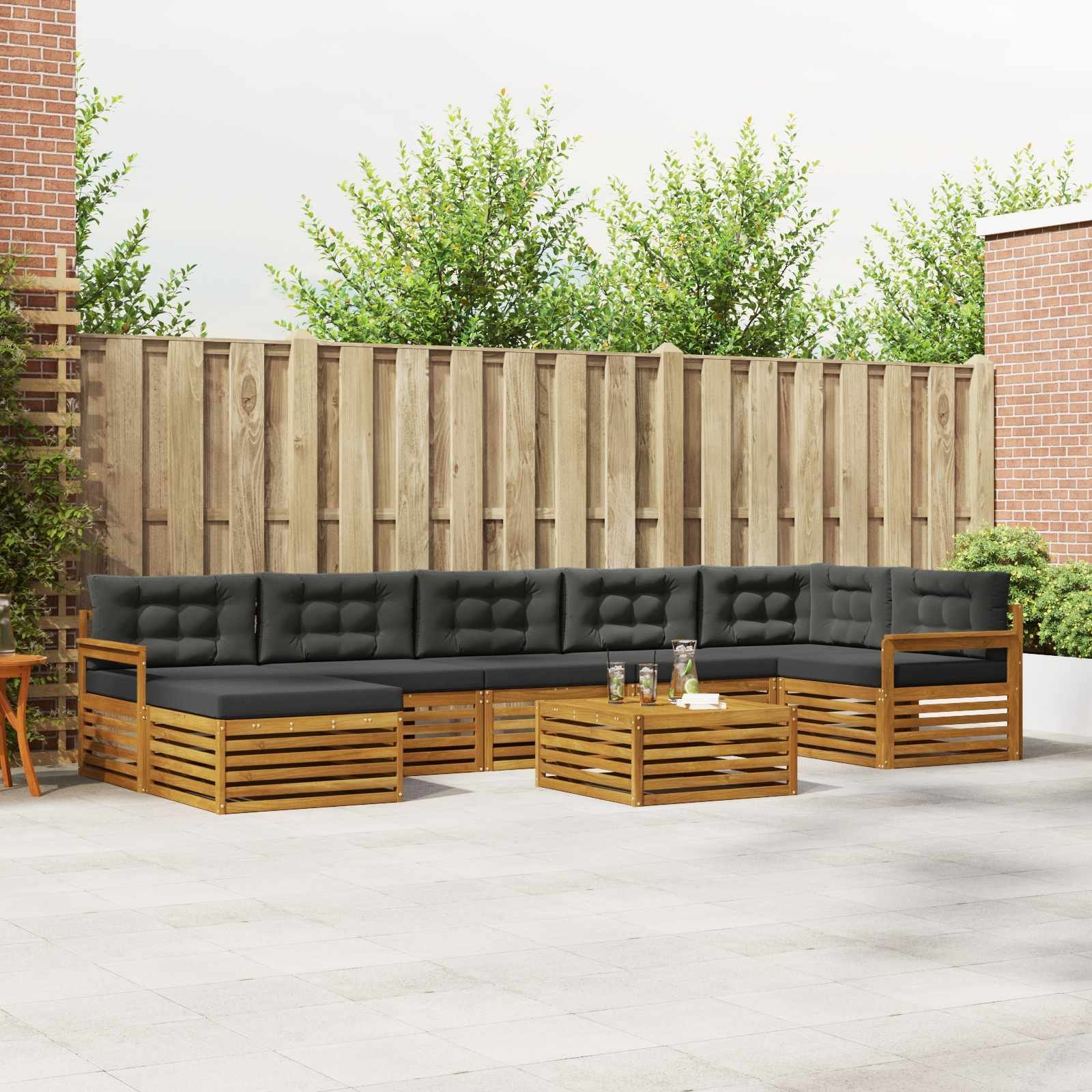 vidaXL Zestawy sof 8 pcs i Antracytowy Lite Drewno Akacji