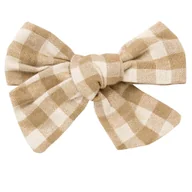 Ozdoby do włosów - Spinka do Włosów Beżowe Kokarda Wsuwka w Kratkę Lekka Bezpieczna dla Włosów - miniaturka - grafika 1
