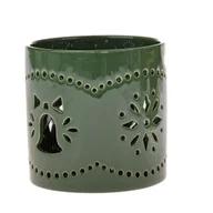 Świeczniki - Uroczy świecznik zielony do domu ceramiczny świeca - miniaturka - grafika 1