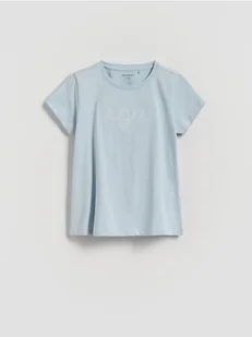 Reserved - T-shirt z haftowanym napisem - jasnoniebieski - Koszulki dla dziewczynek - miniaturka - grafika 1
