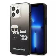 Etui i futerały do telefonów - Karl Lagerfeld Obudowa dla telefonów komórkowych Gradient Karl and Choupette na Apple iPhone 14 Plus KLHCP14MTGKCK Czarny - miniaturka - grafika 1